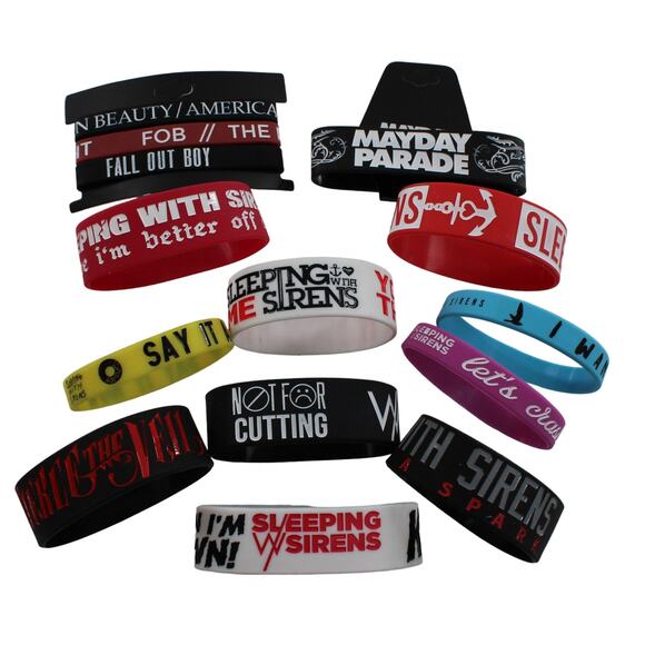14 Wristbands Pierce the Veil Sleeping with Sirens Mayday Parade & FOB #BB14 - Picture 1 of 2